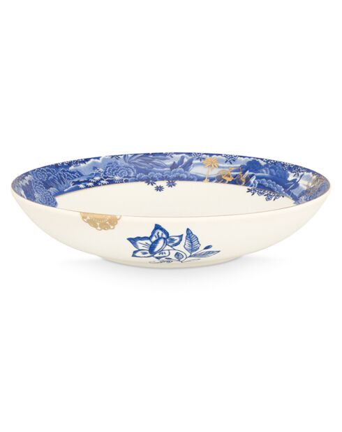 6 Assiettes creuses en Porcelaine Héritage Bordure bleues - D.26 cm