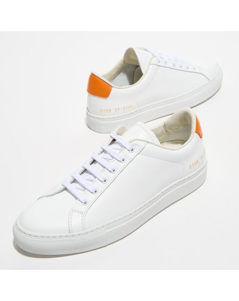 Wit/oranje retro lage leren sneakers
