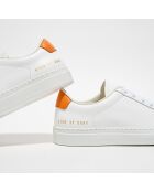 Wit/oranje retro lage leren sneakers