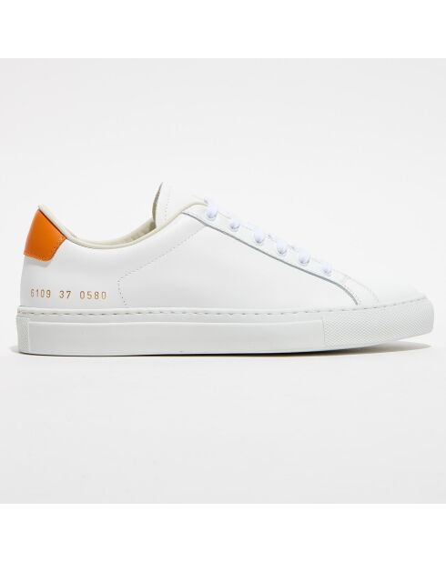 Wit/oranje retro lage leren sneakers