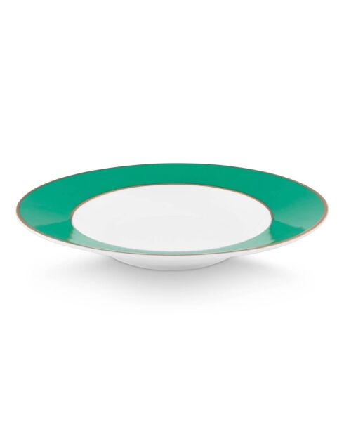 6 Assiettes creuses en Porcelaine Pip Chique vertes -  D.23.5 cm