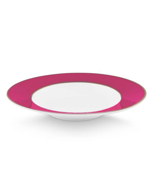 6 Assiettes creuses en Porcelaine Pip Chique roses -  D.23.5 cm