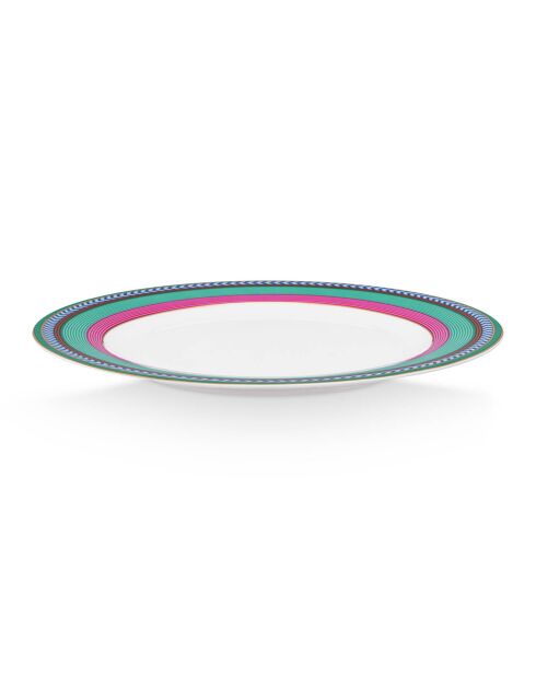 6 Assiettes dessert en Porcelaine Pip Chique rose/vert - D.23 cm