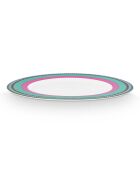 6 Assiettes plates en Porcelaine Pip Chique rose/vert -  D.28 cm
