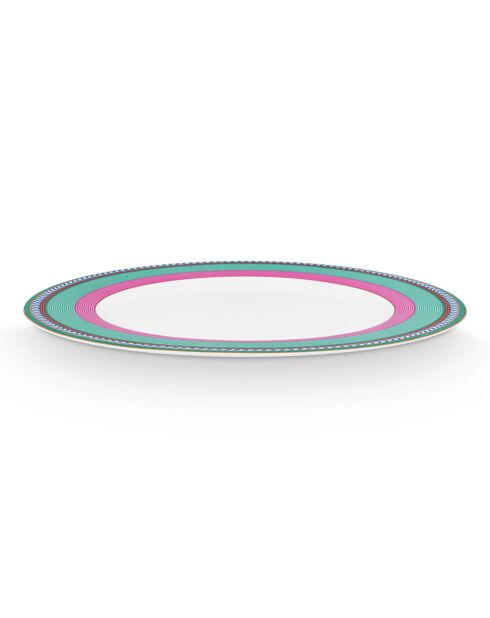 6 Assiettes plates en Porcelaine Pip Chique rose/vert -  D.28 cm