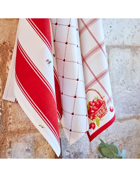 Torchon Fraise rouge  - 50x70 cm