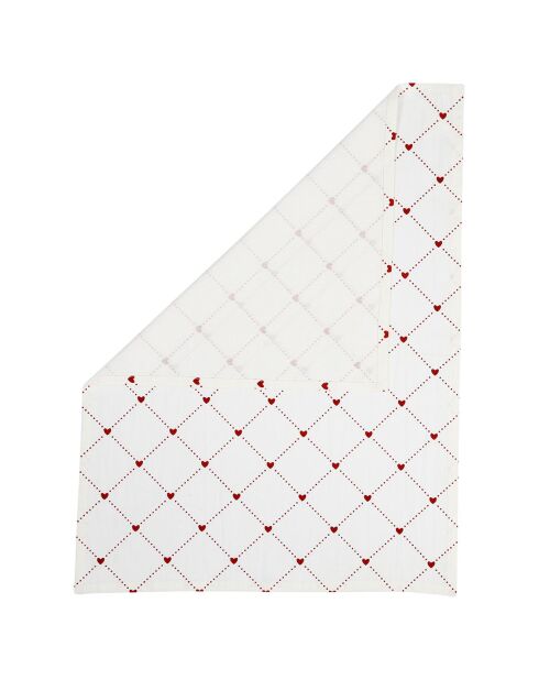 Torchon Point Coeur rouge  - 50x70 cm