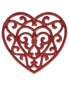 Dessous de plat Coeur Rhodonea rouge  - 19x18 cm