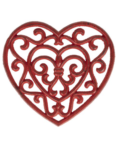 Dessous de plat Coeur Rhodonea rouge  - 19x18 cm