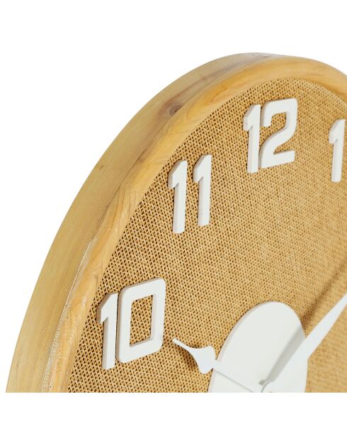 Horloge murale Ladret naturel/blanc  - D.60 cm