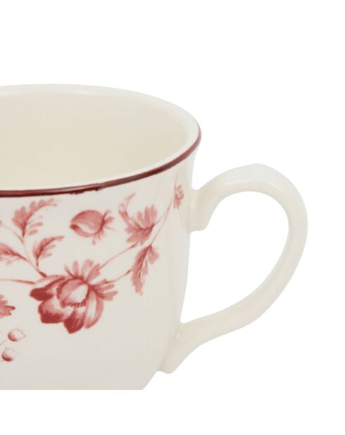 6 Tasses à thé avec soucoupe Margaux rouges - 20 cl