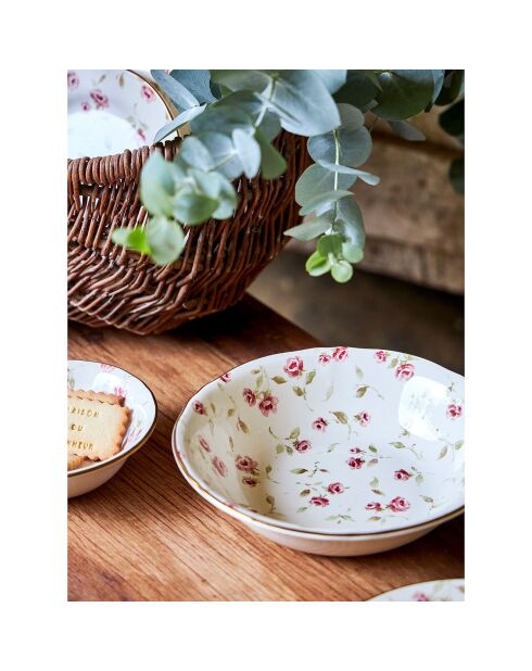 6 Assiettes dessert Rose rose/doré  - D.20.5 cm