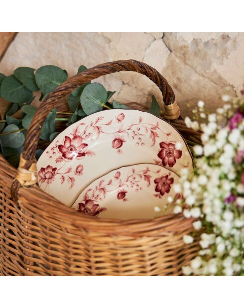 6 Assiettes creuses Margaux rouges  - D.23 cm