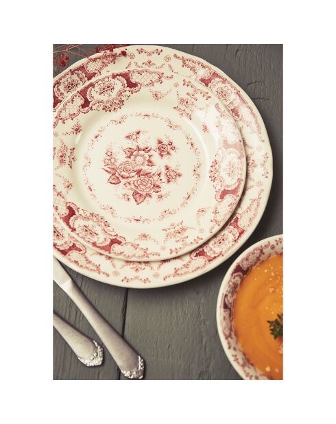 6 Assiettes plates Clothilde bordeaux  - D.26 cm