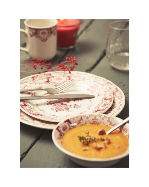 6 Assiettes dessert Clothilde bordeaux  - D.20.5 cm