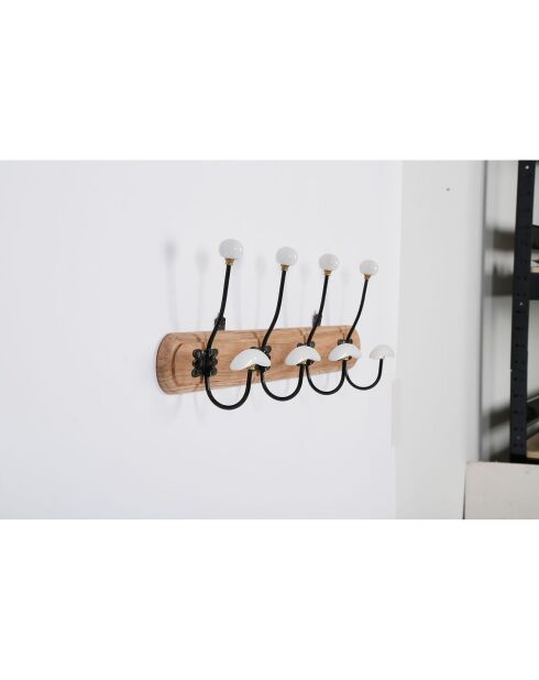 Countryside Kleiderhaken mit 3 Haken natur/weiß - 48x23x12 cm