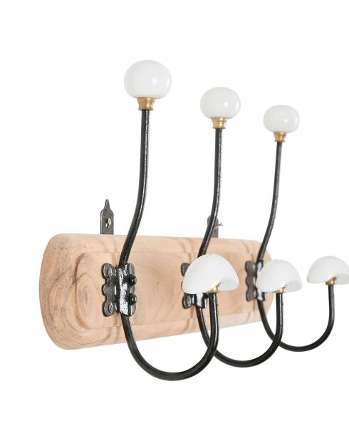 Countryside Kleiderhaken mit 3 Haken natur/weiß - 48x23x12 cm