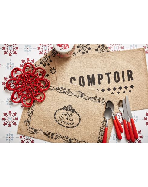 Dessous de plat Rhodonea rouge  - D.21x2 cm