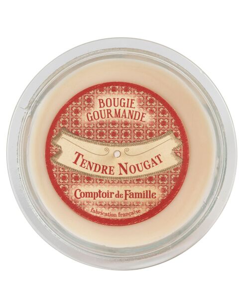 Bougie gourmande Tendre Nougat  beige - 1 mèche 45h