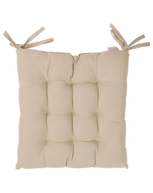 Galette de chaisse carrée Chambray beige  - 40x40 cm