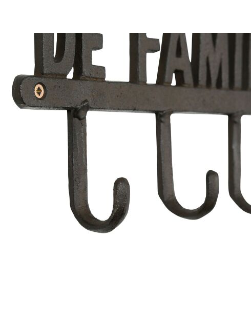 Patère Maison de famille 4 crochets brun  - 33.5x18x4 cm