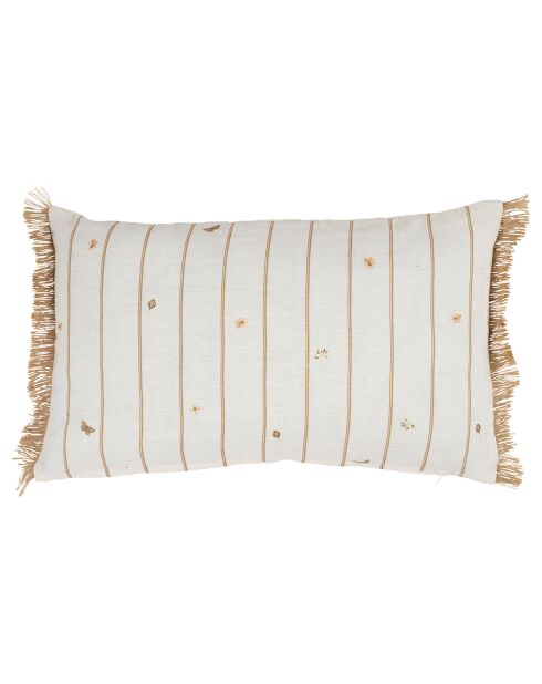Coussin Louise beige/blanc  - 50x30 cm
