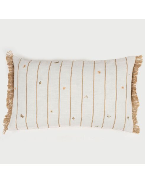 Coussin Louise beige/blanc  - 50x30 cm
