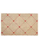 Paillasson Point Coeur gris/rouge  - 73x43 cm