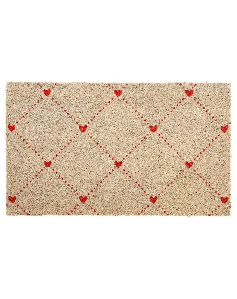 Paillasson Point Coeur gris/rouge  - 73x43 cm