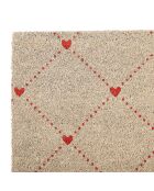 Paillasson Point Coeur gris/rouge  - 73x43 cm