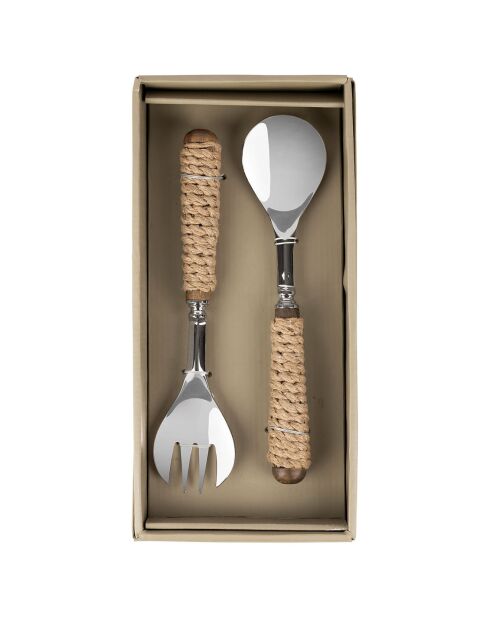 2 Couverts à salade Treille naturel  - 27x6x3 cm