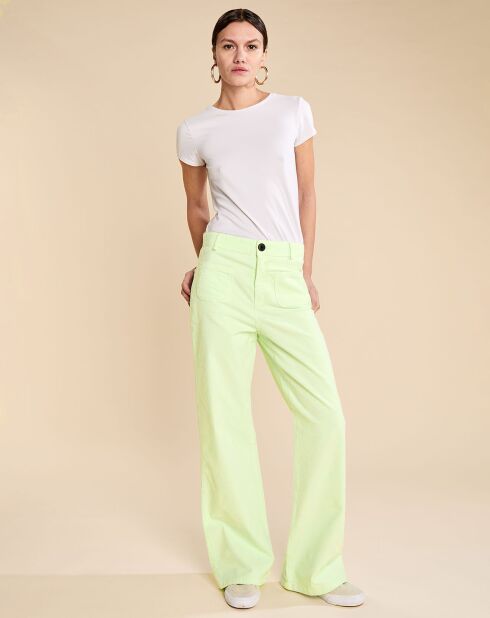 Pantalon flare en Velours Milleraie Park honeydew