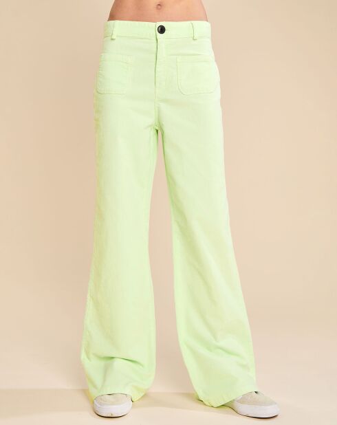 Pantalon flare en Velours Milleraie Park honeydew