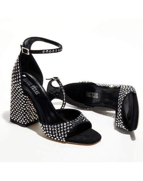 Sandales en Straa Fiona noires - Talon 10 cm