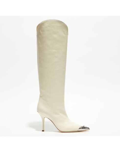 Bottes en Cuir Nadia écrues - Talon 10 cm