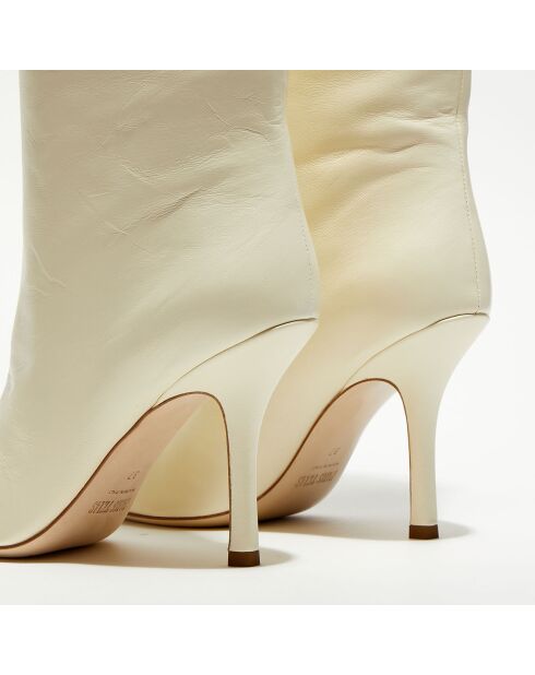 Bottes en Cuir Nadia écrues - Talon 10 cm