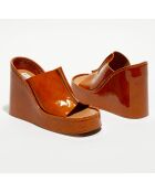 Mules en Cuir verni Rhea marron - Talon 10,5 cm