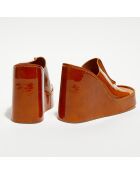 Mules en Cuir verni Rhea marron - Talon 10,5 cm