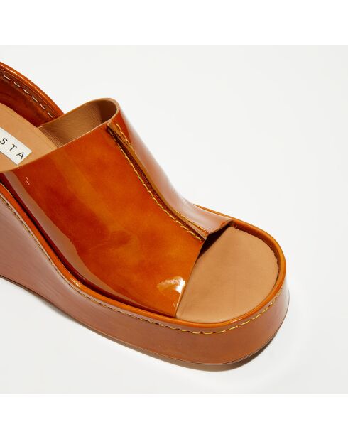 Mules en Cuir verni Rhea marron - Talon 10,5 cm