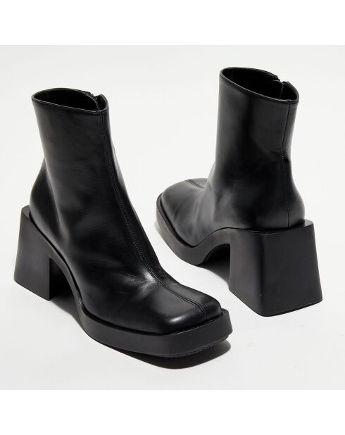 Boots en Cuir Milla noires - Talon 8 cm