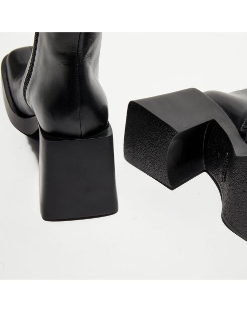 Boots en Cuir Milla noires - Talon 8 cm