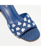 Mules en Denim Brigitte à fleurs bleues - Talon 4,5 cm