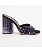 Mules en Strass Holly noires - Talon 10 cm