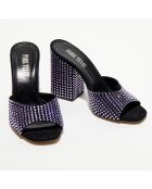 Mules en Strass Holly noires - Talon 10 cm