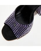 Mules en Strass Holly noires - Talon 10 cm