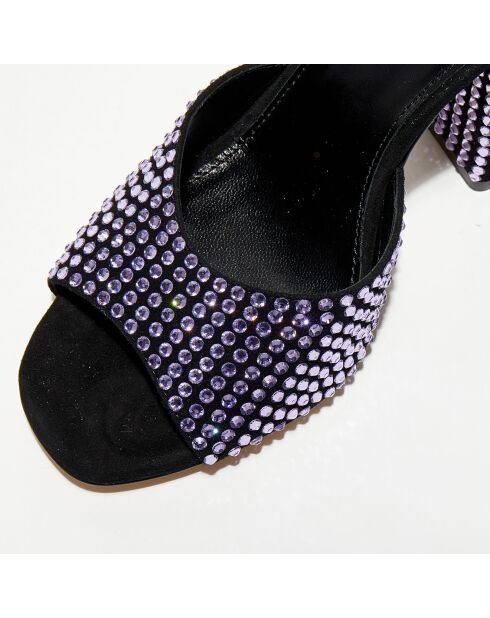 Mules en Strass Holly noires - Talon 10 cm