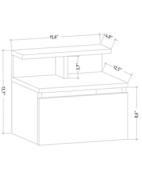 Table de nuit Alice blanche - 39.8x31.9x35 cm