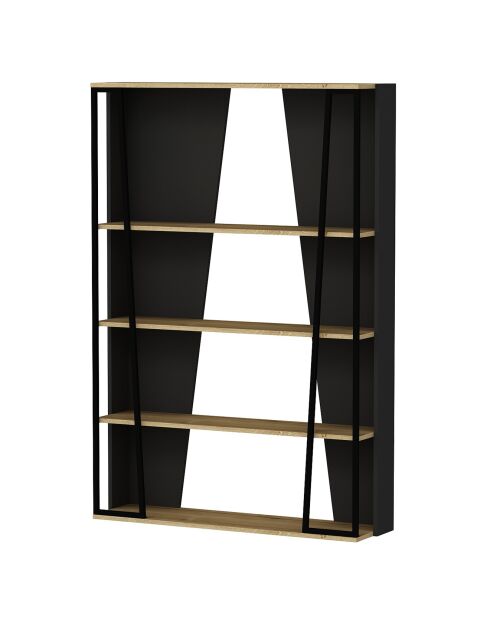 Bibliothèque Lissa anthracite/noir - 123.6x32x179.6 cm