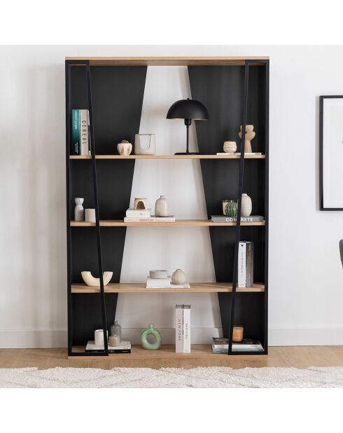 Bibliothèque Lissa anthracite/noir - 123.6x32x179.6 cm