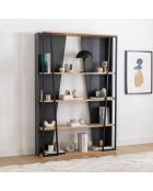 Bibliothèque Lissa anthracite/noir - 123.6x32x179.6 cm